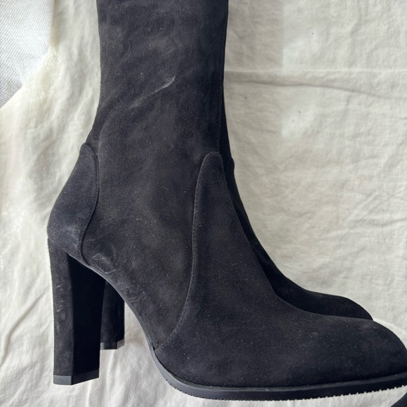 Stuart Weitzman Highland over the knee boot black suede‎ block Sz 7 - Picture 10 of 12